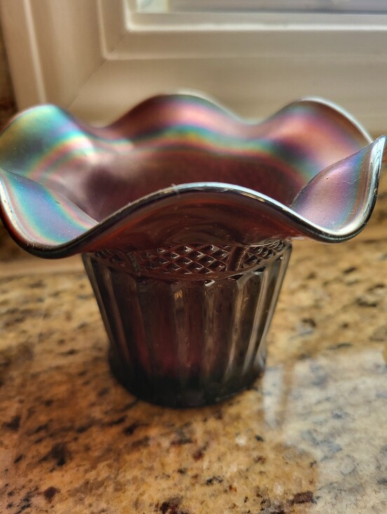 Northwood Other - Stamped Northwood Iridescent Purple Decorative Glass Hat Vase - Home Art